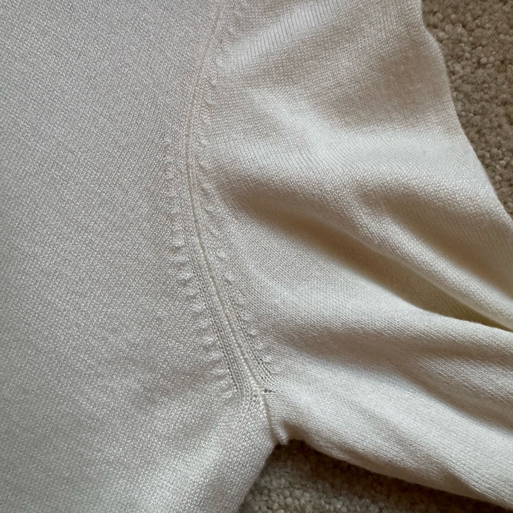 Ann Taylor Knit Scalloped Trim Lightweight Sweater Ivory Size M NWOT - Picture 6 of 11